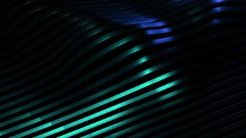 Striped background moves in waves and changes color. Design. Silky stripes move in 3d waves with colored sheen. 3D waves of moving silky stripes on black background video