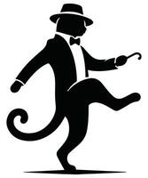 A stretching cat transitioning into a dance move solid white background vector