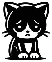 sad cat silhouette icon vector