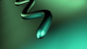 Abstract moving metal snake of green color. Design. Bending 3D stripe, wavy line. video