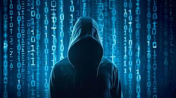 Cybersecurity, hacker internet digital network technology computer protection identity privacy data. photo