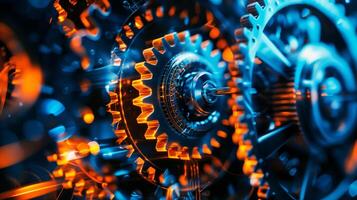 Gear and cogs wheel, automation process technology system for business. photo