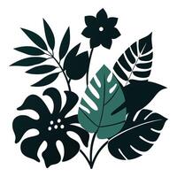 Exotic leaves and flowers silhouette Illustration art featuring intricate designs perfect for print, wall decor, branding, and digital projects. vector