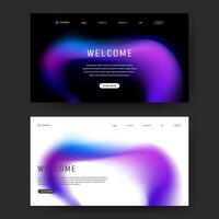 gradient landing page in set. Futuristic UI website vector