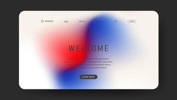 fluid gradient landing page in set with red and blue color. Futuristic UI website vector