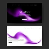futuristic gradient landing page in set with purple color. Futuristic UI website vector