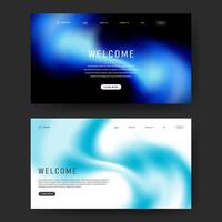 fluid gradient landing page in set with blue color and black white background. Futuristic UI website vector