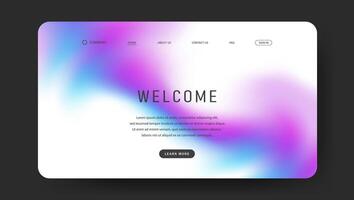 abstract fluid gradient landing page in set. Futuristic UI website vector