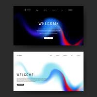 abstract gradient landing page in set with black and white background. Futuristic UI website vector