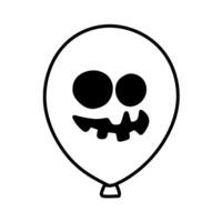 Halloween Themed Balloon Line Icon with Weird Expression vector