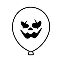 Halloween Balloon Line Icon Grumpy Face, Halloween Balloon Line Icon Facial Expression vector