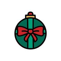 Light Bulb Icon Christmas Tree Decoration Tied with Red Ribbon vector