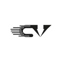 Elegant and dynamic logo design with a stylized SV glyph. The logo features sleek lines and a modern aesthetic, perfect for conveying speed and precision in branding. vector