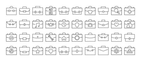 Signs of portfolio, briefcase and suitcase for business for Shops and Stores. Suitable for books, stores, shops. Editable stroke in minimalistic outline style. Symbol for design vector