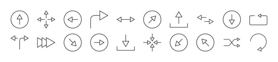 Arrows line icons collection. Editable stroke. Simple linear illustration for web sites, newspapers, articles book vector