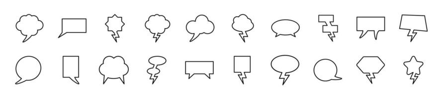 Set of thin line icons of speech bubbles. Editable stroke. Simple linear illustration for web sites, newspapers, articles book vector