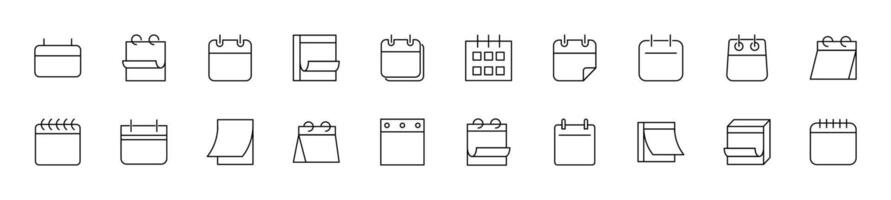 Set of outline symbols of calendars. Editable stroke. Line icon for web sites, newspapers, articles book vector