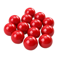 Cluster of polished red spheres. Glossy red 3D spheres on isolated background png