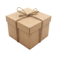 Handmade Craft Paper Gift Box with Twine On Isolated Background png