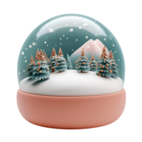 A snow globe with trees and snow on it png