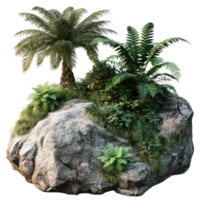 A rock with plants and trees on it png