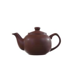 teapot from clay on white background photo