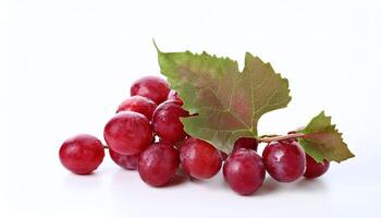 fresh red grapes on white background with vibrant color and natural texture photo