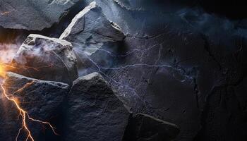 Background with Stone and Lightning photo