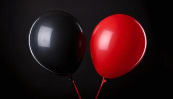 Red and Black Balloons on Black Background photo