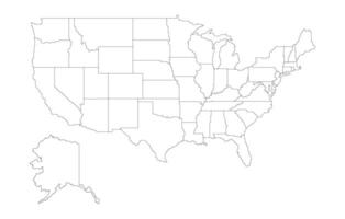 Stylized map of the United States with states. Map of usa with all states in minimalistic modern style. vector