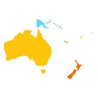 Map of Oceania with countries. Stylized map of Oceania Continent in minimalistic modern style vector