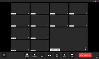 Virtual meeting platform in use with empty participant windows during a scheduled online conference call vector