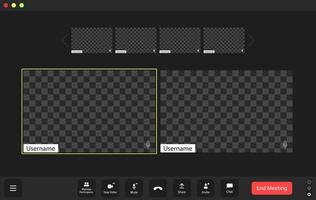 Exploring the empty virtual meeting space with blank screens during an online gathering in the early evening hours vector