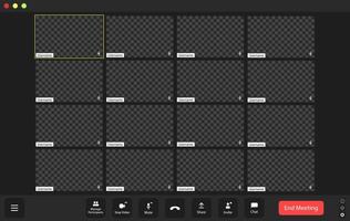 Empty virtual meeting grid showcasing numerous placeholders waiting for participants to join the online conference vector