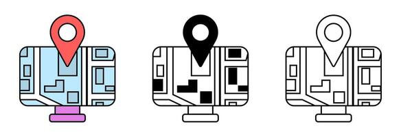 Discovering digital maps through colorful markers and symbols in a creative design showcasing navigation technology vector