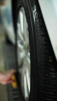 Applying tire shine with sponge applicator video