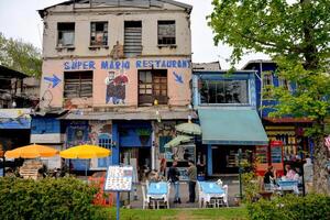 Istanbul, Turkey, May 02, 2023 View of the famous Super Mario Cafe in Istanbul on a summer sunny day photo