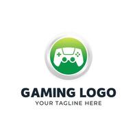 Gaming logo template with a green controller vector