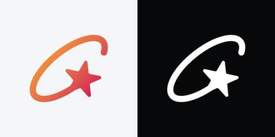 Two logos with the letter c and a star vector