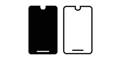 Two black and white cell phones with the same design vector