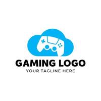 Gaming logo template with cloud and game controller vector