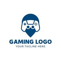 Gaming logo template with a blue helmet and controller vector