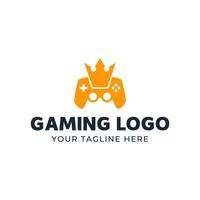 Gaming logo template with a crown and controller vector