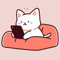 A cute Cat playing games in a sofa. Pink cat illustration. A cute Cat playing games on a sofa. Nursery animal graphic. vector