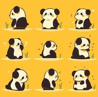 A cute simple baby panda with different poses. Panda illustration. Kids story books. Illustrated Panda shot in different angles. Nursery graphics. vector