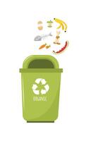 Container for sorted organic garbage. Zero waste concept. Isolated illustration EPS 10 vector