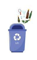 Container for sorted glass garbage. Zero waste concept. Isolated illustration EPS 10 vector