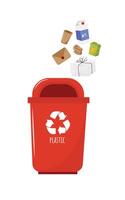 Container for sorted plastic garbage. Zero waste concept. Isolated illustration EPS 10 vector