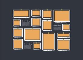 Collage photo frames set with text vector