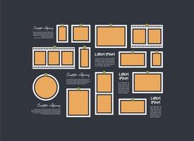 photo frames on light background Pile of photo vector